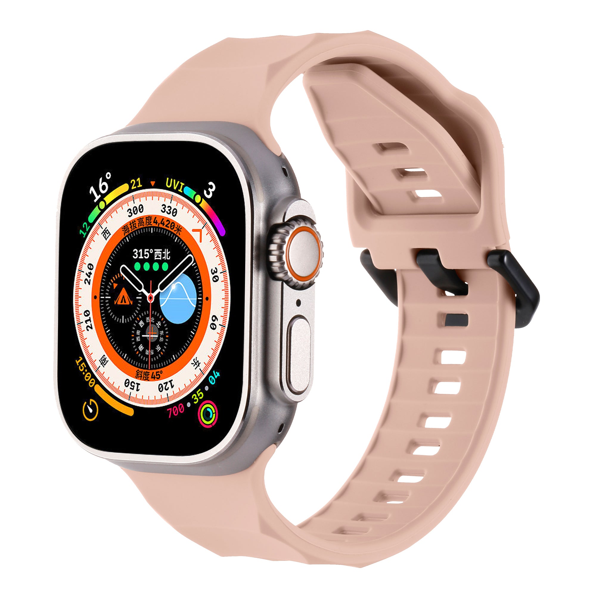 Uniqkart for Apple Watch Ultra 49mm / Series 8 7 45mm / 6 5 4 SE (2022) SE 44mm / 3 2 1 42mm Wave Surface Watch Band Silicone Watch Strap - Pink Uniqkart for Apple Watch Ultra 49mm / Series 8 7 45mm / 6 5 4 SE (2022) SE 44mm / 3 2 1 42mm Wave Surface Watch Band Silicone Watch Strap - Pink